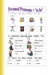 English Worksheet: Personal Pronouns and to be
