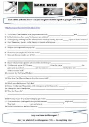 English Worksheet: Videogame addiction - Studying a video report
