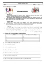 8th grade test (Fashion Designers)
