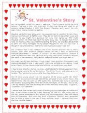 English Worksheet: Valentines Story 