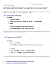 English worksheet: Daily News Webquest