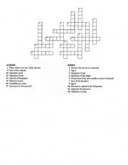 English Worksheet: Vocabulary crossword