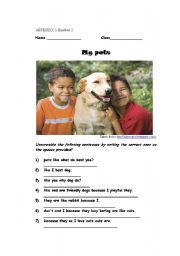 English worksheet: my pets