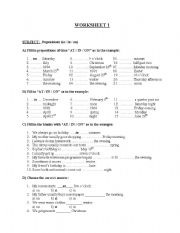 English Worksheet: Prepositions