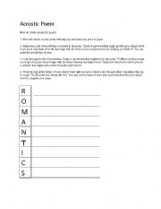 English Worksheet: Acrostic Poems