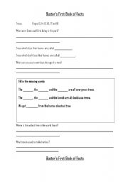 English Worksheet: Busters First Book Of Facts Worksheet