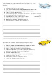 English worksheet: QUESTIONNAIRE ABOUT CARS/PLANES