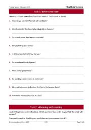 English worksheet: Article about Health
