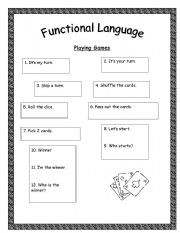 English worksheet: Functional language: playing games