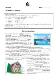 English worksheet: Wordbuilding - Silver Lake Hotel 