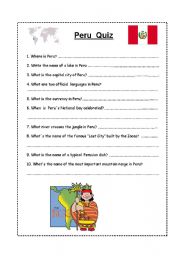 Peru worksheets