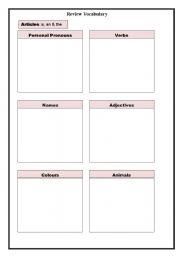 English Worksheet: Vocabulary Review