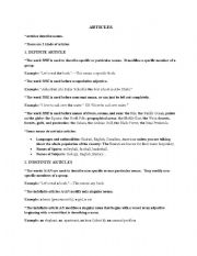 English worksheet: articles