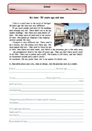 English Worksheet: Guided writing: my town/city/village