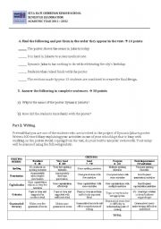English worksheet: Reading Test for 10th graders Part 3