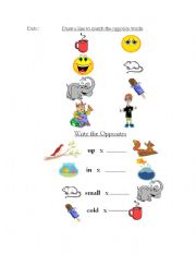 English Worksheet: Opposites