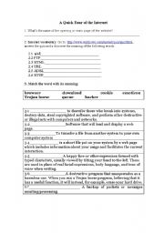 English Worksheet: A quick tour of the internet