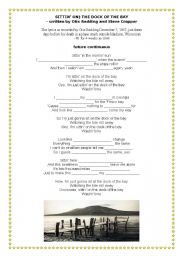 English Worksheet: Future continuous-Sitting on the dock song