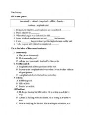 English Worksheet: Vocabulary sheet