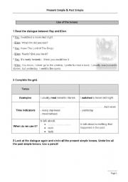 English Worksheet: Inductive worksheet Simple Present & Past