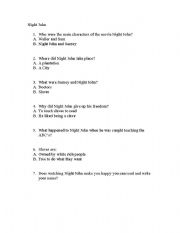 English worksheet: Night John Test (Easy)