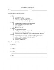 English Worksheet: Spelling and Vocabualry quiz From Somalia with Love