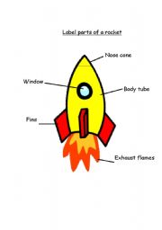 English worksheet: parts of a rocket