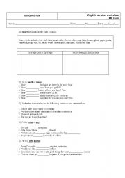 English Worksheet: revision worksheet - 8th form