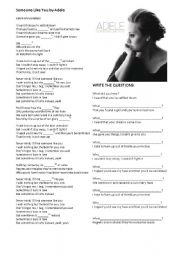 Song Someone Like You By Adele Esl Worksheet By Chat
