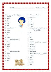 English Worksheet: BASIC ENGLISH TEST