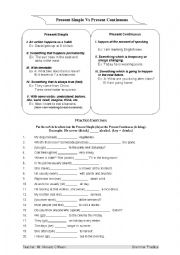 English Worksheet: Present Simple Vs Present Continuous