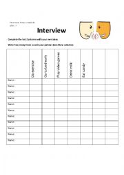 English Worksheet: Interview about Habits