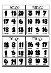 numbers BINGO (it includes 24 cards)