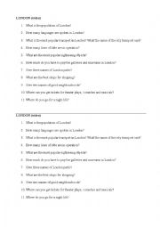 English Worksheet: Questions about London