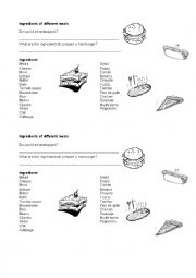 English Worksheet: food ingridients