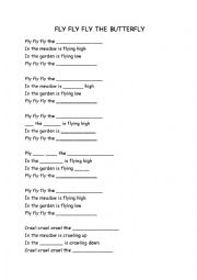 English Worksheet: Fly Fly The Butterfly