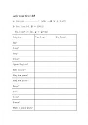 English Worksheet: What can you do?