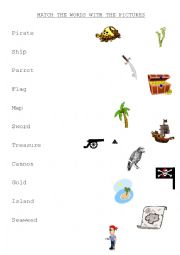 English Worksheet: THE ISLAND - pirate match the words to the pictures