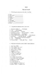 English Worksheet: Verb to be