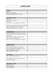 English Worksheet: Lond quiz