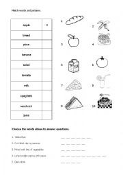 English Worksheet: Match words and pictures - Food