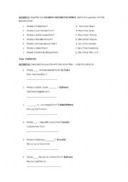 English Worksheet: Second part of lesson plan Where is she/he from? He , she is from...