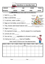 English Worksheet: Food adjectives