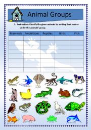 Science: Animals Classification (Updated w/ Key) - ESL worksheet by Malyn