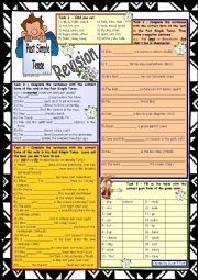 English Worksheet: Past Simple Tense Revision * 9 tasks * with key * upper-elementary