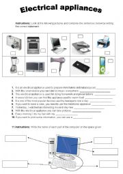 Electrical appliances worksheets