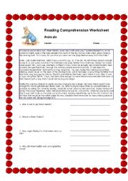 Peter Rabbit - Reading Comprehension Worksheet