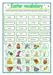 Easter Vocabulary - Matching - Esl Worksheet By Marília Gomes