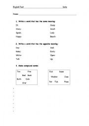 English Worksheet: English Grammar Test