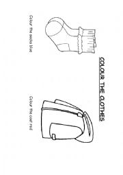 English Worksheet: Colour the clothes